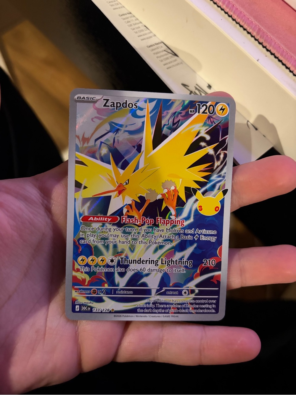 Zapdos Pokémon Vivid Holo Trading Card - Yellow